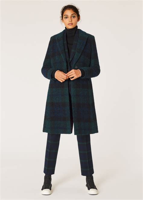 black watch plaid women's coats.